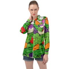 Vegetables Bell Pepper Broccoli Long Sleeve Satin Shirt