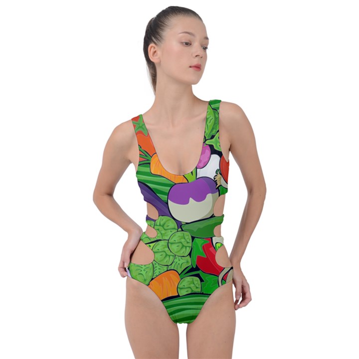 Vegetables Bell Pepper Broccoli Side Cut Out Swimsuit