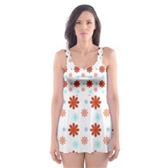 Background Flowers Multicolor Skater Dress Swimsuit