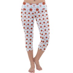 Background Flowers Multicolor Capri Yoga Leggings