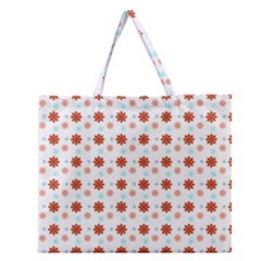 Background Flowers Multicolor Zipper Large Tote Bag