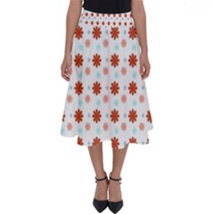 Background Flowers Multicolor Perfect Length Midi Skirt