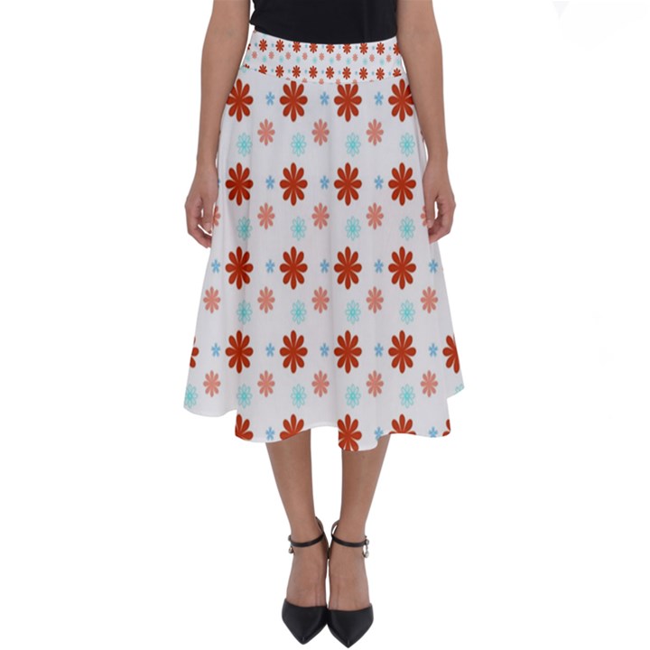 Background Flowers Multicolor Perfect Length Midi Skirt