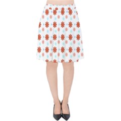 Background Flowers Multicolor Velvet High Waist Skirt