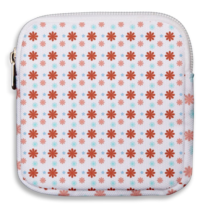 Background Flowers Multicolor Mini Square Pouch