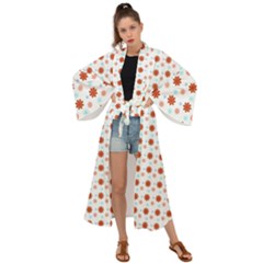 Background Flowers Multicolor Maxi Kimono by HermanTelo