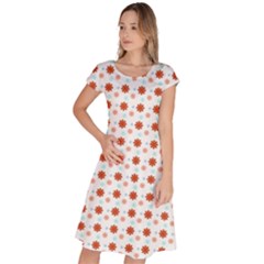 Background Flowers Multicolor Classic Short Sleeve Dress