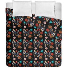 Retro Girls Dress In Black Pattern Black Duvet Cover Double Side (california King Size) by snowwhitegirl