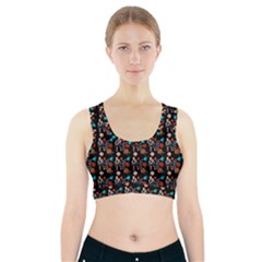 Retro Girls Dress In Black Pattern Black Sports Bra With Pocket by snowwhitegirl