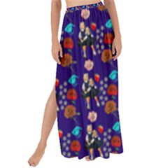 Retro Girls Dress In Black Pattern Blue Maxi Chiffon Tie-up Sarong by snowwhitegirl