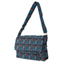 Retro Girls Dress In Black Pattern Blue Teal Full Print Messenger Bag (M) View1