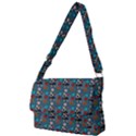 Retro Girls Dress In Black Pattern Blue Teal Full Print Messenger Bag (L) View1