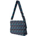 Retro Girls Dress In Black Pattern Blue Teal Full Print Messenger Bag (L) View2