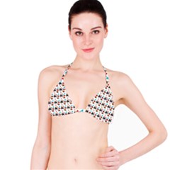 Retro Girls Dress In Black Pattern White Bikini Top by snowwhitegirl