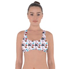 Retro Girls Dress In Black Pattern White Got No Strings Sports Bra by snowwhitegirl