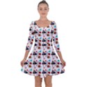 Retro Girls Dress In Black Pattern White Quarter Sleeve Skater Dress View1