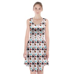 Retro Girls Dress In Black Pattern White Racerback Midi Dress by snowwhitegirl