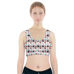 Retro Girls Dress In Black Pattern White Sports Bra With Pocket by snowwhitegirl