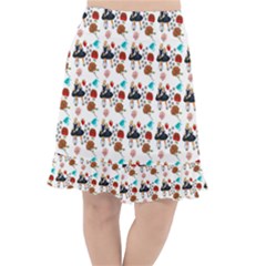 Retro Girls Dress In Black Pattern White Fishtail Chiffon Skirt