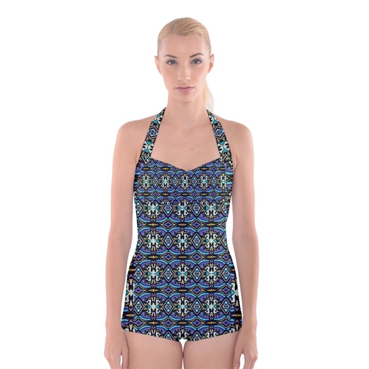 Ab 143 Boyleg Halter Swimsuit 