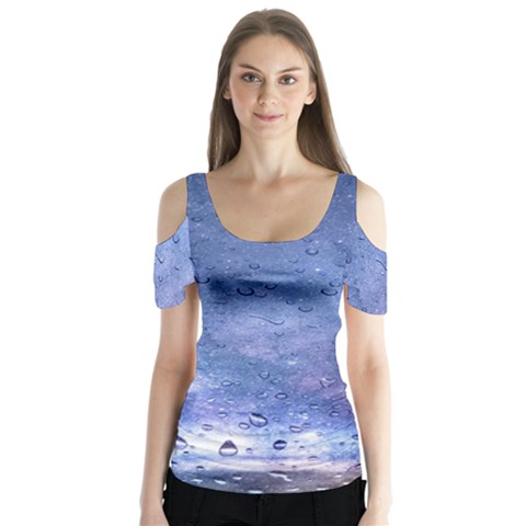 Gouttes D eau Galaxy Butterfly Sleeve Cutout Tee  by kcreatif