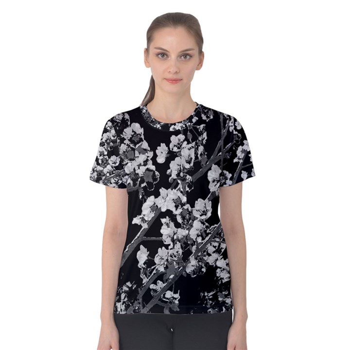 Fleurs de cerisier Noir & Blanc Women s Cotton Tee