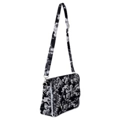 Fleurs De Cerisier Noir & Blanc Shoulder Bag With Back Zipper by kcreatif