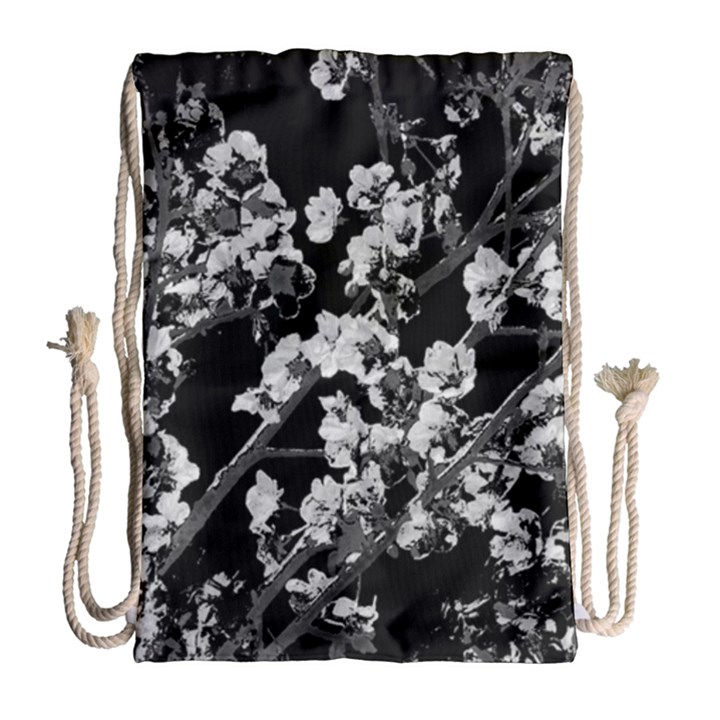 Fleurs de cerisier Noir & Blanc Drawstring Bag (Large)