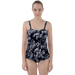 Fleurs De Cerisier Noir & Blanc Twist Front Tankini Set by kcreatif