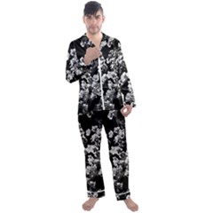 Fleurs De Cerisier Noir & Blanc Men s Satin Pajamas Long Pants Set by kcreatif