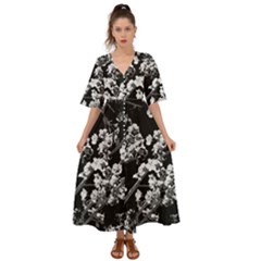 Fleurs De Cerisier Noir & Blanc Kimono Sleeve Boho Dress by kcreatif