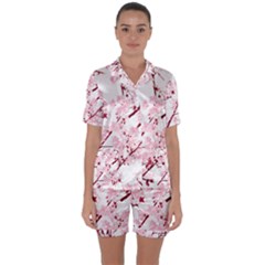 Fleurs De Cerisier Satin Short Sleeve Pyjamas Set by kcreatif