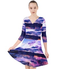 Photo Coucher Du Soleil Effet Galaxy Quarter Sleeve Front Wrap Dress by kcreatif