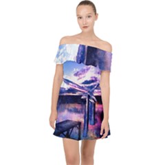 Photo Coucher Du Soleil Effet Galaxy Off Shoulder Chiffon Dress by kcreatif