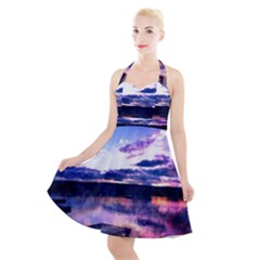 Photo Coucher Du Soleil Effet Galaxy Halter Party Swing Dress  by kcreatif