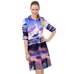 Photo Coucher Du Soleil Effet Galaxy Long Sleeve Mini Shirt Dress by kcreatif