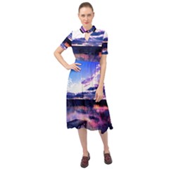 Photo Coucher Du Soleil Effet Galaxy Keyhole Neckline Chiffon Dress by kcreatif