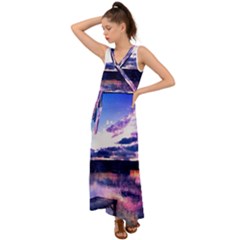 Photo Coucher Du Soleil Effet Galaxy V-neck Chiffon Maxi Dress by kcreatif