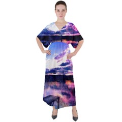 Photo Coucher Du Soleil Effet Galaxy V-neck Boho Style Maxi Dress by kcreatif