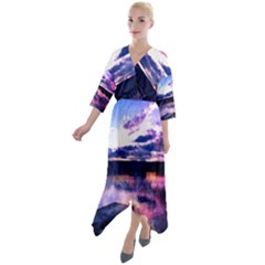 Photo Coucher Du Soleil Effet Galaxy Quarter Sleeve Wrap Front Maxi Dress by kcreatif