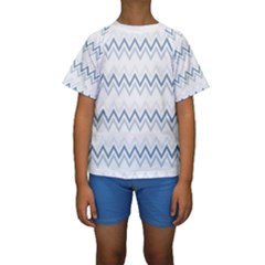 Chevrons Bleus/blanc Kids  Short Sleeve Swimwear by kcreatif