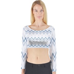 Chevrons Bleus/blanc Long Sleeve Crop Top by kcreatif