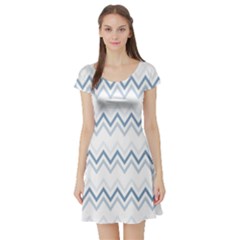 Chevrons Bleus/blanc Short Sleeve Skater Dress by kcreatif