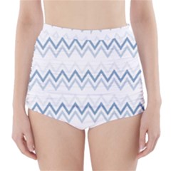 Chevrons Bleus/blanc High-waisted Bikini Bottoms by kcreatif