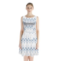 Chevrons Bleus/blanc Sleeveless Waist Tie Chiffon Dress by kcreatif