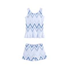 Chevrons Bleus/blanc Kids  Boyleg Swimsuit by kcreatif