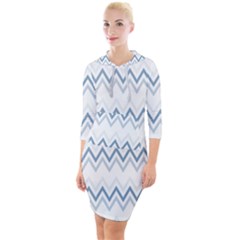 Chevrons Bleus/blanc Quarter Sleeve Hood Bodycon Dress by kcreatif