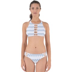 Chevrons Bleus/blanc Perfectly Cut Out Bikini Set by kcreatif