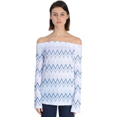 Chevrons Bleus/blanc Off Shoulder Long Sleeve Top by kcreatif