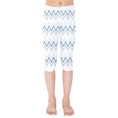 Chevrons Bleus/blanc Kids  Capri Leggings  by kcreatif